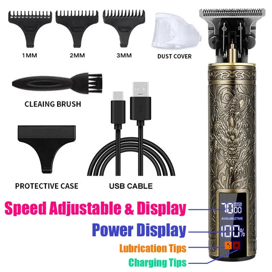 Vintage Hair Clipper Cordless Trimmer portable USB Fast Charging Hair Cutting Machine Electric Shaver Barber Professional Barber