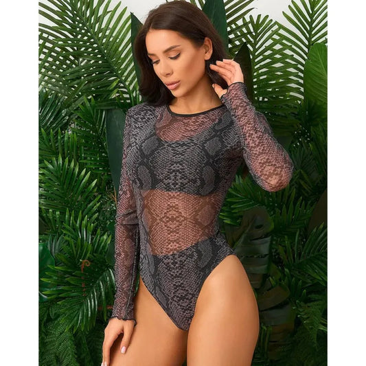 Mesh High Waist Sexy Swimsuit Women Summer Bathing Suit Bikini Set Long Sleeve Swimwear Beach Swimming Suit For Female Купальник