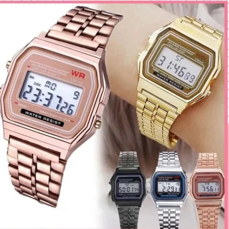 Multifunction LED Digital Sports Wrist Watch Steel Strap for Men And Women Business Electronic Clock